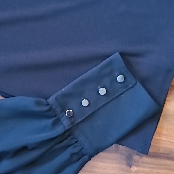 White House Black Market Chiffon Sleeve Boatneck Top Blouse - Picture 7 of 15